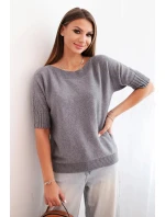 Dámský svetr z viskózy s krátkým rukávem šedý Dámský svetr z viskózy s krátkým rukávem šedý