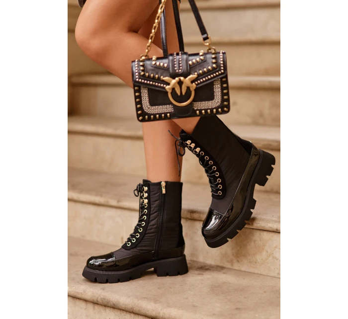 Zateplené pracovní boty na plochém podpatku Černé model 21633334 - Boto Zateplené pracovní boty na plochém podpatku Černé model 21633334 - Boto