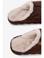 Pánské domácí pantofle s kožíškem čokoládové model 21718372 - Boto