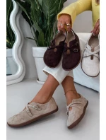 Kožené semišové polobotky Dámské s pásky béžové model 21937593 - Zazoo Kožené semišové polobotky Dámské s pásky béžové model 21937593 - Zazoo