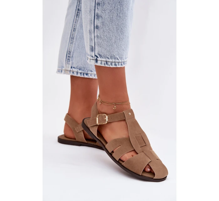 Dámské sandály Ploché Khaki model 21960876 - Boto Dámské sandály Ploché Khaki model 21960876 - Boto