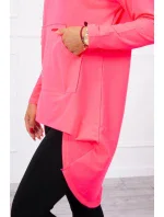 Mikina s dlouhými zády a kapucí růžová neonová Mikina s dlouhými zády a kapucí růžová neonová