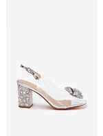 Průhledné Sandály na Podpatku S Krystaly D&A MR61-9013 Stříbrné