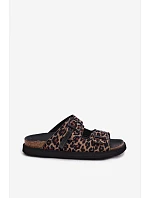 Dámské pantofle na platformě s přezkami  Leopardí vzor model 22147519 - D.Franklin