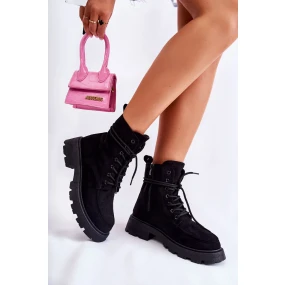 Dámské semišové kozačky zavazované Černá Vanita