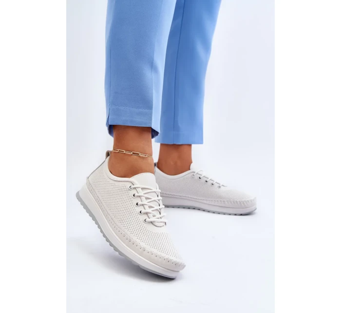 Dámské kožené sportovní boty tenisky bílé Lalnai Dámské kožené sportovní boty tenisky bílé Lalnai