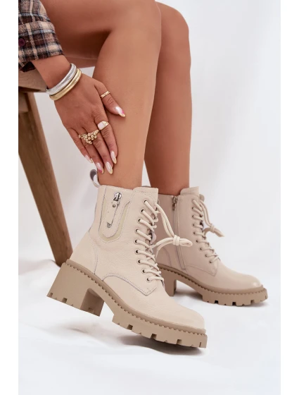 Dámské kotníkové boty Vinceza na kocích s ocieplením – béžové Dámské kotníkové boty Vinceza na kocích s ocieplením – béžové
