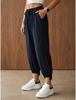 Dámské jogger kalhoty s gumou v pase, tmavě modré, FashionStreet UY3166 Dámské jogger kalhoty s gumou v pase, tmavě modré, FashionStreet UY3166