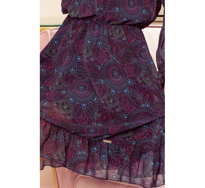vzdušné šifonové dámské šaty s dekoltem a se vzorem model 11789379 - numoco