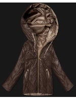 Dámská prošívaná bunda s kapucí Goodlookin v čokoládové barvě (B8596-14)