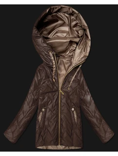 Dámská prošívaná bunda s kapucí Goodlookin v čokoládové barvě (B8596-14)