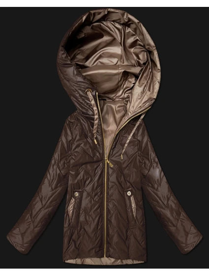 Dámská prošívaná bunda s kapucí Goodlookin v čokoládové barvě (B8596-14)