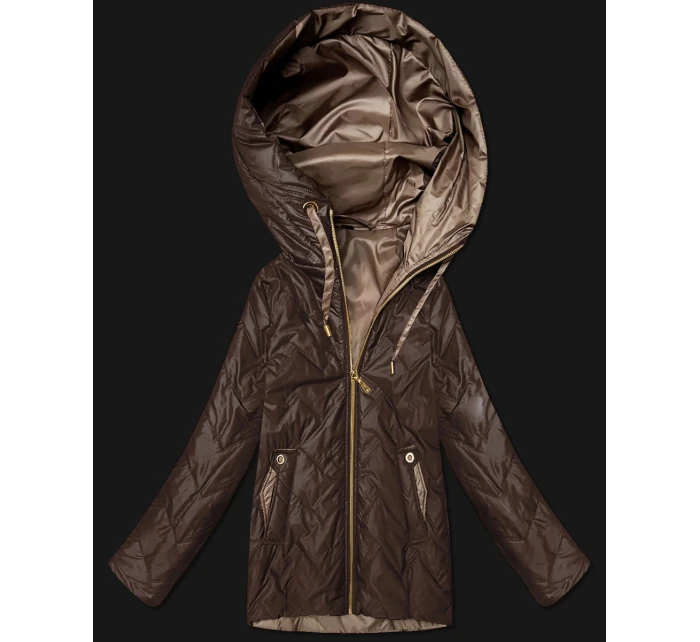 Dámská prošívaná bunda s kapucí Goodlookin v čokoládové barvě (B8596-14)