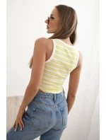Dámská bavlněná proužkovaná bezrukávová blůza zelená