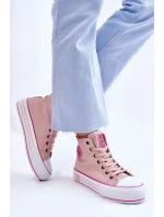 Dámské vysoké textilní tenisky na platformě Big Star model 21608432 Růžová - Big Star Shoes Dámské vysoké textilní tenisky na platformě Big Star model 21608432 Růžová - Big Star Shoes