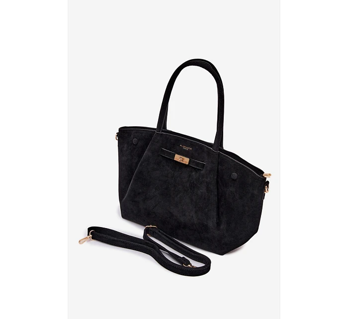 Shopper kabelka z imitace semiše Černá Nellia