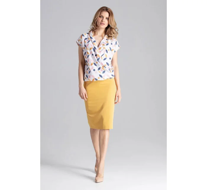 Dámská klasická sukně model 18459058 hořčicová - Figl Dámská klasická sukně model 18459058 hořčicová - Figl