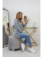 Mikina s kapucí s dlouhými zády šedá