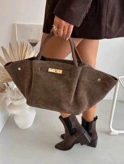 Kabelka z přírodního semiše tmavě béžová model 21721792 - Boto