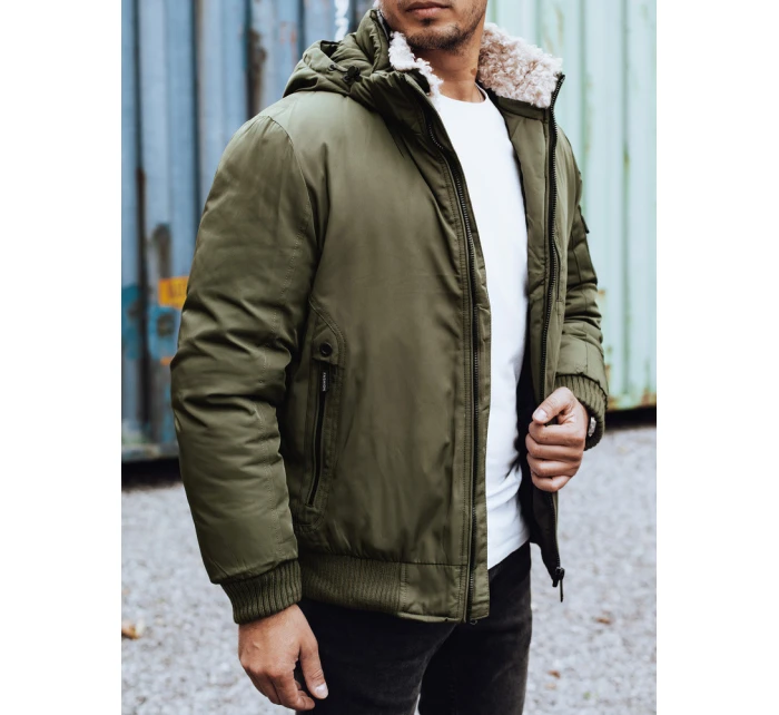Pánská zimní bunda s odepínací kapucí zelená FashionStreet TX4836 Pánská zimní bunda s odepínací kapucí zelená FashionStreet TX4836