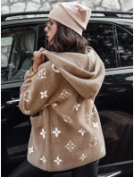 FORTY dámská bunda z alpaky s kapucí světle hnědá FashionStreet NY0688