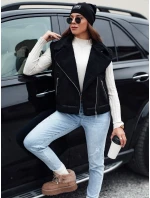 Dámská semišová vesta s ovčí kůží WOOLZIP černá FashionStreet TY4742 Dámská semišová vesta s ovčí kůží WOOLZIP černá FashionStreet TY4742
