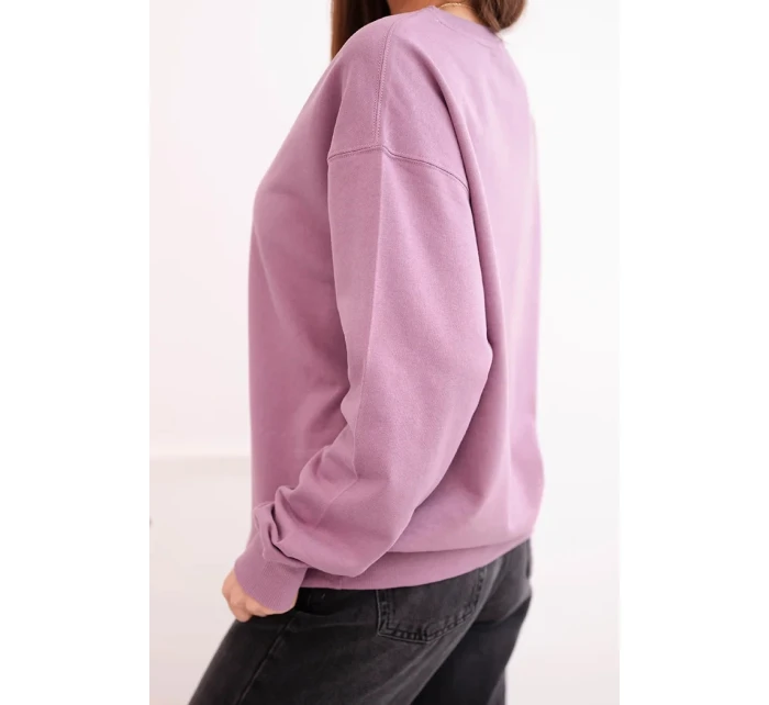 Dámská mikina z model 21494920 bavlny basic s kulatým výstřihem tmavě růžová - K-Fashion