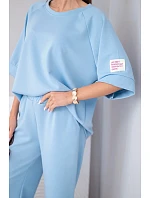 Dámský máslový komplet z viskózy mikina a široké kalhoty světle fialový