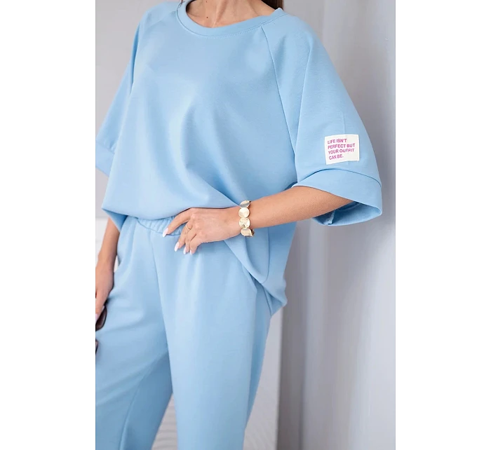 Dámský máslový komplet z viskózy mikina a široké kalhoty světle fialový