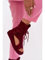 Dámské sandály Eko semiš s vysokým páskem a šněrováním Bordó model 21956136 - Boto