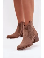 Dámské otevřené kotníkové boty na podpatku S.Barski HY61-8013 Hnědé Dámské otevřené kotníkové boty na podpatku S.Barski HY61-8013 Hnědé