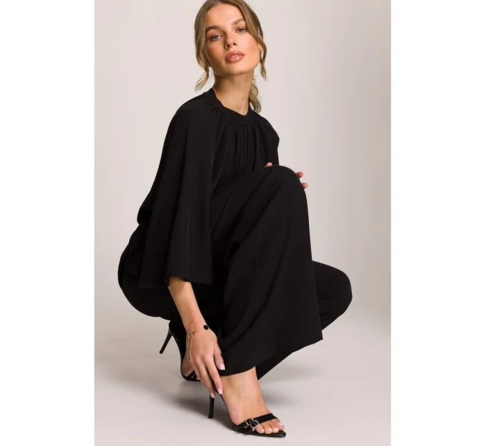 Kombinéza s širokými rukávy a zády černá model 20966199 - STYLOVE