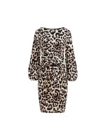 Šaty se zavazováním v pase Numoco JENNY - leopardí potisk
