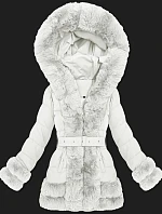 Elegantní přechodová bunda s kožešinou S'West světle béžová (B8526-26)