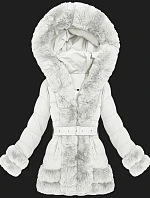 Elegantní přechodová bunda s kožešinou S'West světle béžová (B8526-26)