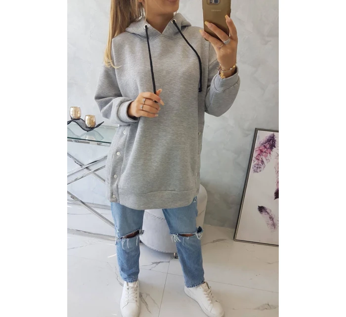 Zateplená mikina se zapínáním na druky šedá