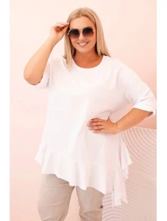 Dámská blůza Plus Size s model 21259116 kapsou a ohrnutým rukávem kiwi - K-Fashion