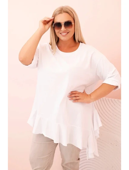 Dámská blůza Plus Size s model 21259116 kapsou a ohrnutým rukávem kiwi - K-Fashion