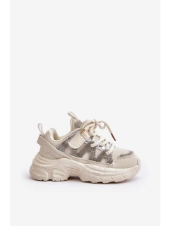 Dětské tenisky s krystaly béžové Rianalla