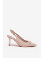 Dámské Sandály na Podpatku S Dekorativním Detalem Světle Béžové model 21937390 - Boto Dámské Sandály na Podpatku S Dekorativním Detalem Světle Béžové model 21937390 - Boto