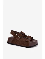 Semišové sandály na platformě Big Star TT274236 čokoládové Semišové sandály na platformě Big Star TT274236 čokoládové