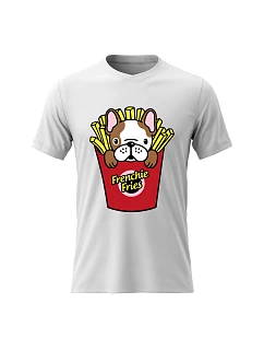Pánské bavlněné tričko s potiskem - FRENCHIE FRIES - bílé