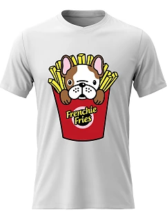 Pánské bavlněné tričko s potiskem - FRENCHIE FRIES - bílé