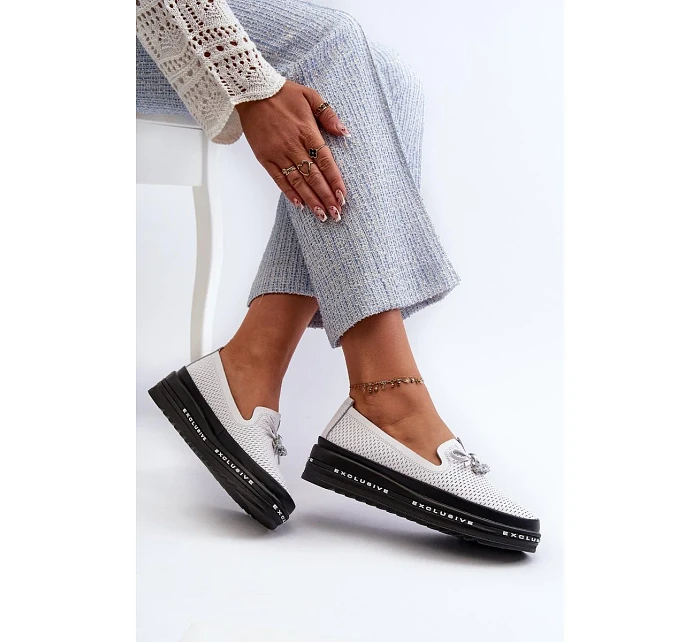 Dámské mokasiny LR400  stříbrné -  Step in style