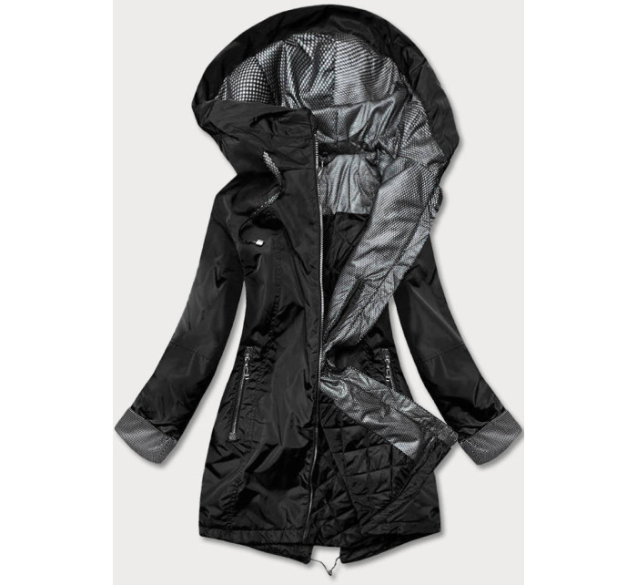 Černá dámská bunda s ozdobnými manžetami (BR8079-1)
