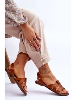 Zazoo 40185 Pohodlné kožené klínové sandály hnědé