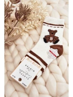 Mladistvé Teplé Ponožky S Medvědem Bílo-Hnědé