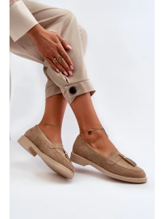 Bezové Dámské Mokasíny Na Ploché Podrážce Zazoo 3420