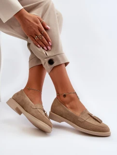 Bezové Dámské Mokasíny Na Ploché Podrážce Zazoo 3420