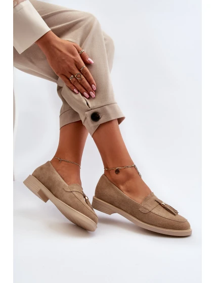 Bezové Dámské Mokasíny Na Ploché Podrážce Zazoo 3420